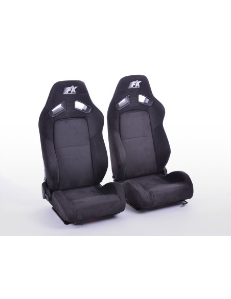 FK sedili sportivi sedili semiguscio per auto Set Lipsia in pelle sintetica scamosciata nera