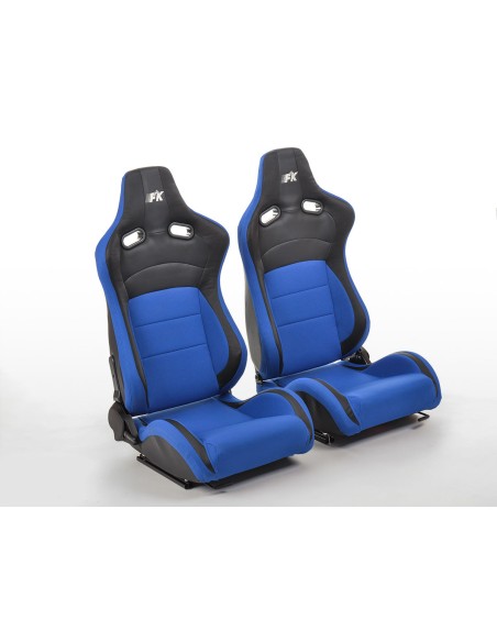 FK sedili sportivi set di sedili semiguscio per auto in ecopelle Colonia / tessuto nero / blu