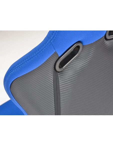 FK sedili sportivi set di sedili semiguscio per auto in ecopelle Colonia / tessuto nero / blu
