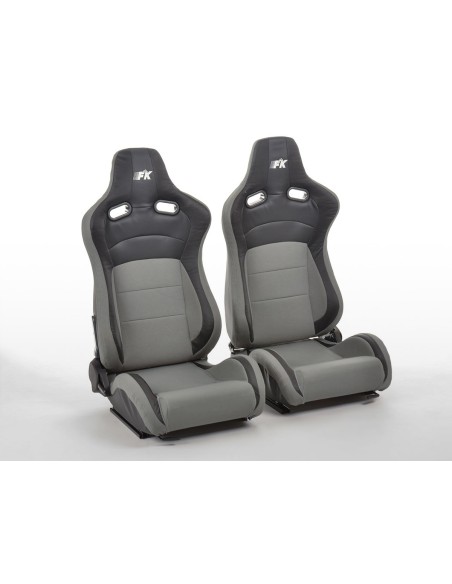 Sedili sportivi FK set di seggiolini auto semi-guscio pelle artificiale Colonia / tessuto nero / grigio