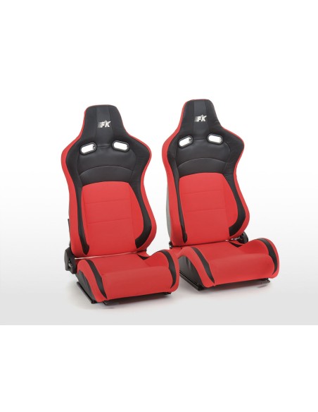 FK sedili sportivi set di sedili semiguscio auto in ecopelle Colonia / tessuto nero / rosso