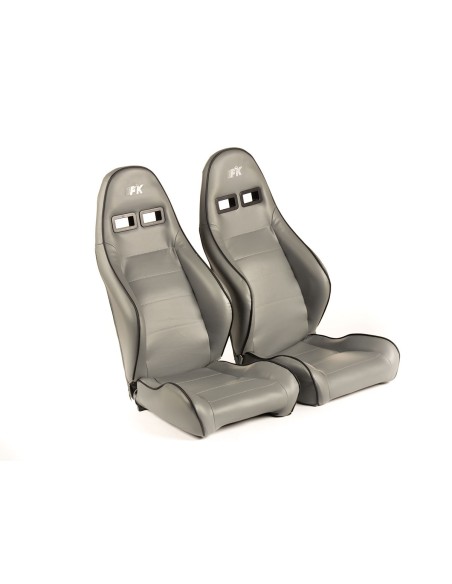 FK sedili sportivi sedili semiguscio per auto Set in finta pelle Dortmund bordino grigio bianco