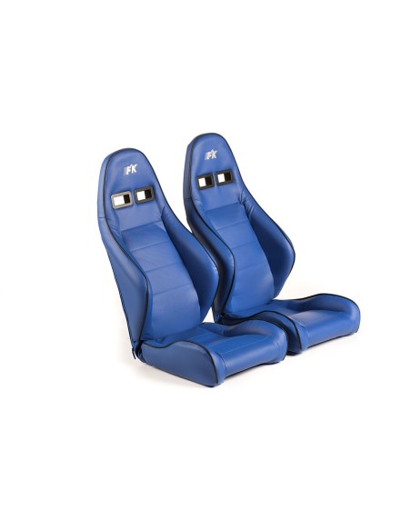 FK sedili sportivi sedili semigusci per auto Set in finta pelle Dortmund bordino blu bianco