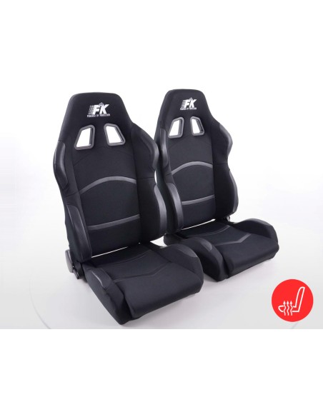 Sedili sportivi FK Sedili semigusci automatici Set tessuto Cyberstar nero con riscaldamento sedile