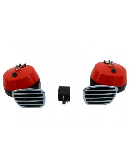Set 2 corni auto elettrici alto e basso tono 12V