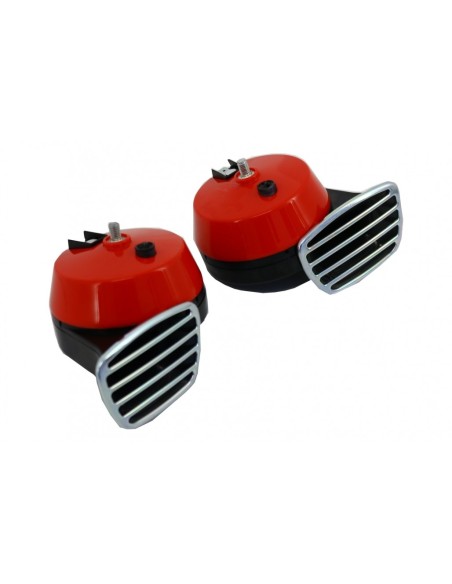 Set 2 corni auto elettrici alto e basso tono 12V