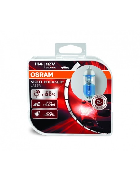 Laser alogeno di notte dell'Interruttore del faro di OSRAM +130% 64193NBL H4 12V 60-55W Duobox (2 Unità)