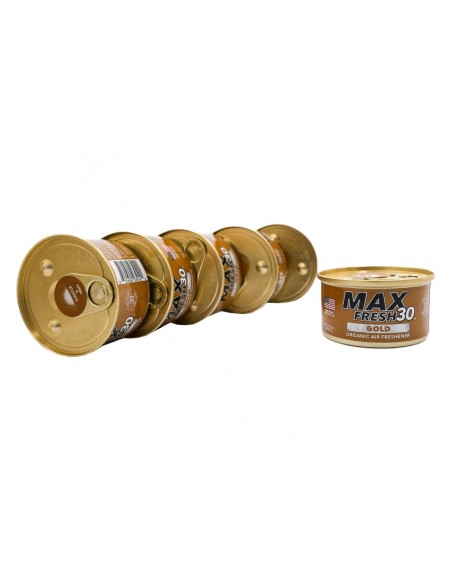 Paradise Air Fresh Organic Deodorante per Auto senza Cappuccio Max Fresh 30 6 lattine d'oro