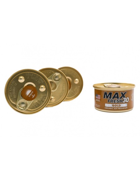 Paradise Air Fresh Organic Deodorante per Auto senza Cappuccio Max Fresh 30 4 lattine d'oro