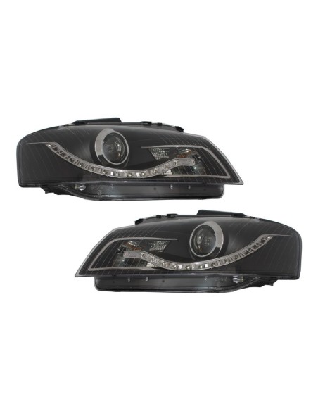 Fari DAYLIGHT per Audi A3 8P (05.03-03.08): Nero