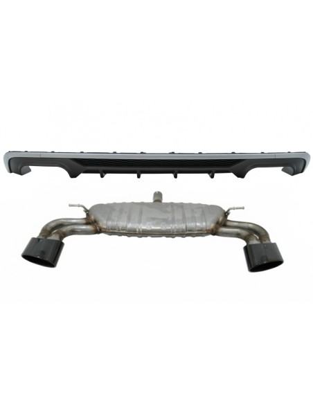 Paraurti posteriore Valance diffusore w/ sistema di scarico nero per Audi A3 8V Facelift Hatchback Sportback (16-19)