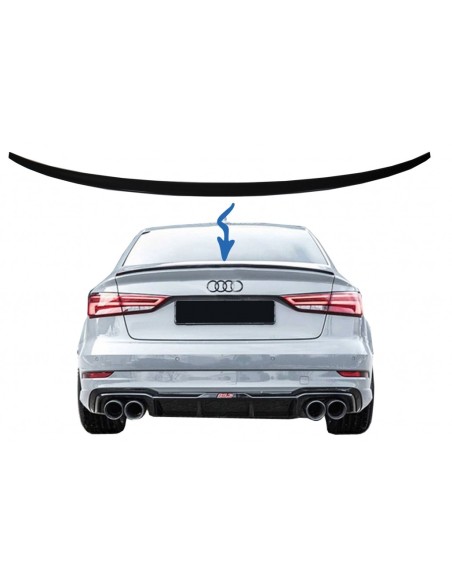 Spoiler del tronco per Audi A3 8V berlina (13-Up) Piano Nero