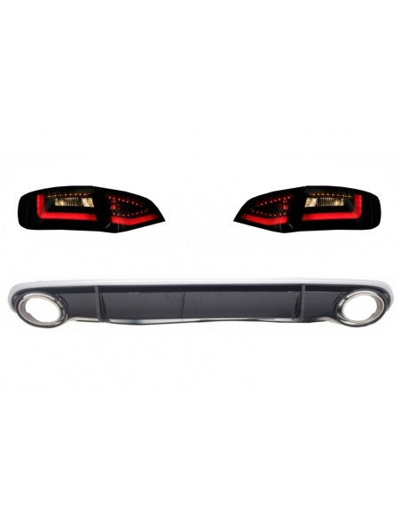 Paraurti posteriore Valance diffusore e scarico suggerimenti con luci posteriori dinamico LED nero-fumo per AUDI A4 B8