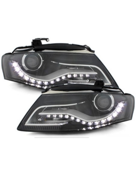 LED DRL fari per Audi A4 B8 8K (04.08-11) con luci di marcia diurna nero