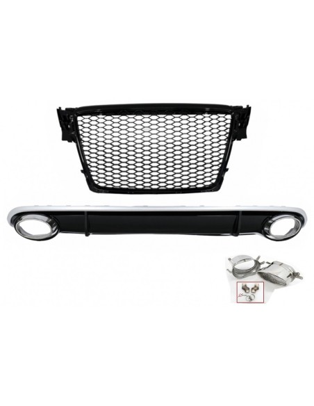 Paraurti posteriore diffusore per Audi A4 B8 Limousine Avant Pre Facelift (07-11) con suggerimenti scarico RS4