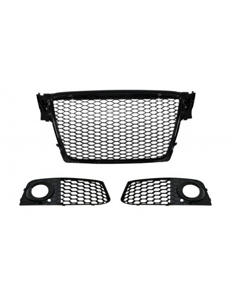 Badgeless griglia anteriore con fendinebbia copre griglie laterali per Audi A4 B8 8K (07-12) RS
