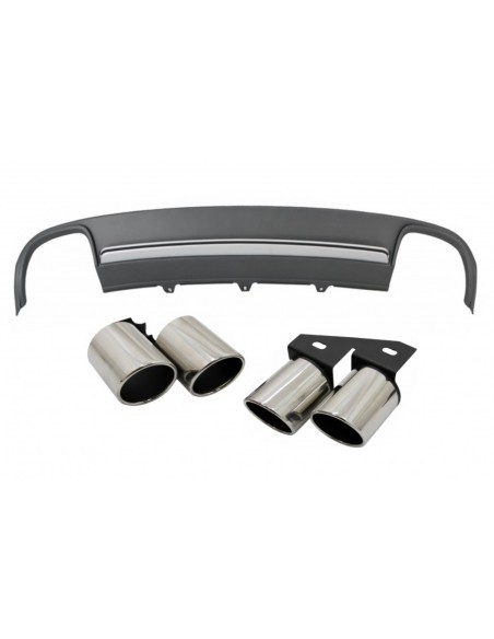 Paraurti posteriore Valance diffusore d'aria per Audi A4 B8 Pre Facelift (08-11) w/ scarico tubi di coda