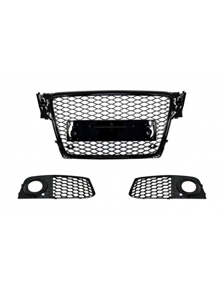 Badgeless griglia anteriore con fendinebbia copre griglie laterali per Audi A4 B8 (08-11) RS4