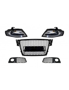 Badgeless anteriore griglia con coperture per lampade fendinebbia e fari a LED diurni per AUDI A4 B8 (08-11)