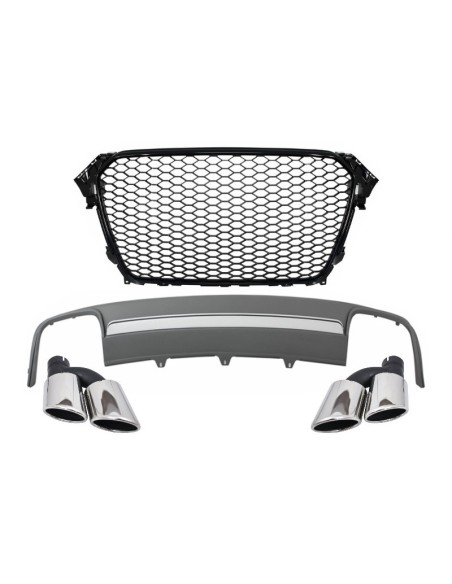 Assemblea centrale griglia w/ paraurti posteriore Valance diffusore d'aria e per Audi A4 B8 Facelift (12-15)