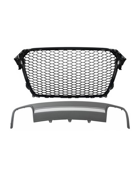 Assemblea centrale griglia w/ paraurti posteriore Valance diffusore d'aria per Audi A4 B8 Facelift (12-15)