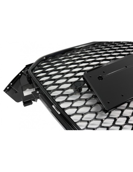 Calandra anteriore Badgeless per Audi A4 B8 Facelift (12-15) RS Design Honeycomb Piano nero w/ PDC copre