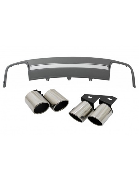 Diffusore d'aria Valance per paraurti posteriore Audi A4 B8 Facelift (12-15) con terminale di scarico a tubi limousine