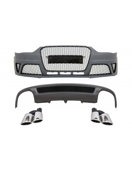 Paraurti anteriore per AUDI A4 B8 Facelift (12-15) w/ paraurti posteriore Valance diffusore d'aria e scarico tubi di coda