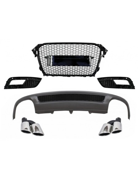 Paraurti posteriore Valance diffusore d'aria e scarico Marmitta suggerimenti per AUDI A4 B8 Facelift Limousine-Avant (12-15)