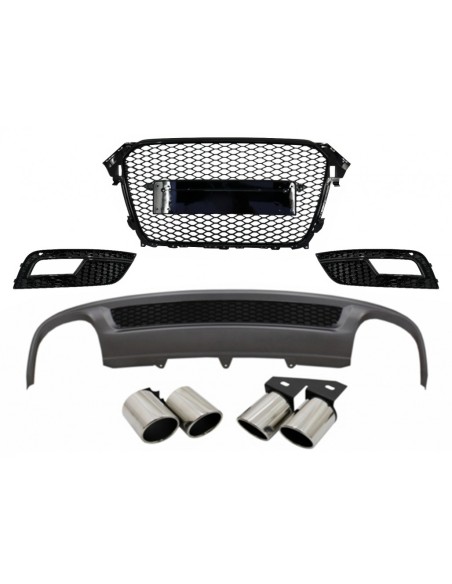 Paraurti posteriore Valance diffusore d'aria e scarico Marmitta suggerimenti per AUDI A4 B8 Facelift Limousine-Avant (12-15)