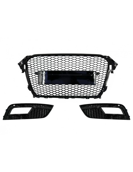 Badgeless griglia anteriore w/ nebbia lampada copre per AUDI A4 B8 Facelift (12-15) RS Design Honeycomb