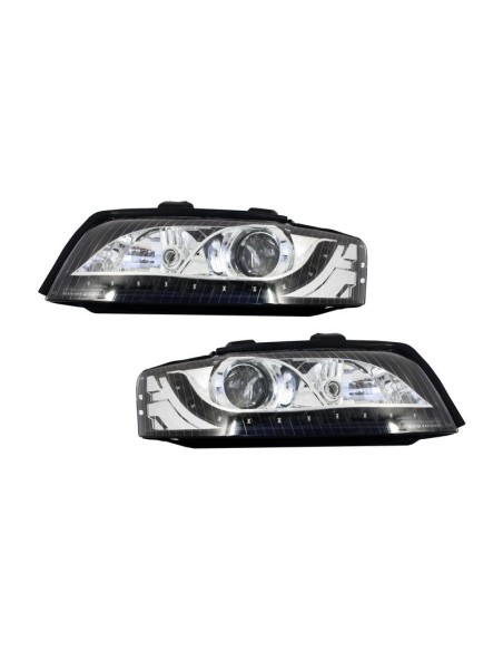 Fari per Audi A4 B6 8E (10.00-10.04) LED DRL Nero
