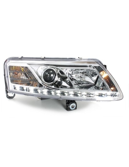 Fari D-LITE AUDI A6 4A 04-08 LED DRL HID Xenon D2S Chrome