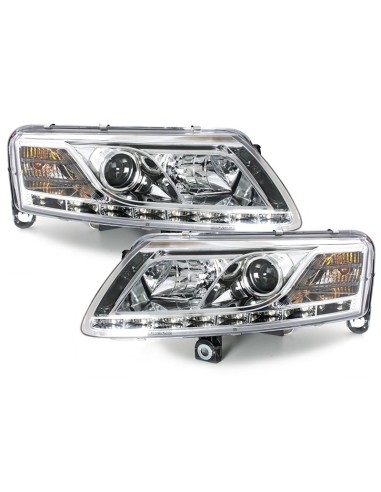 Fari D-LITE AUDI A6 4A 04-08 LED DRL HID Xenon D2S Chrome