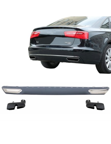 Paraurti posteriore Valance diffusore e scarico per Audi A6 4G (10-14) Facelift W12 Design