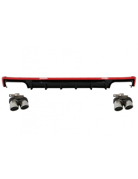 Paraurti posteriore Valance diffusore Rosso S6 Design per A6 C8 Avant Sedan.