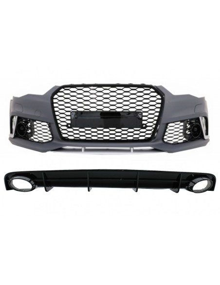 Paraurti anteriore con paraurti posteriore RS6 Design paraurti nero per Audi A6 4G Facelift (15-18).