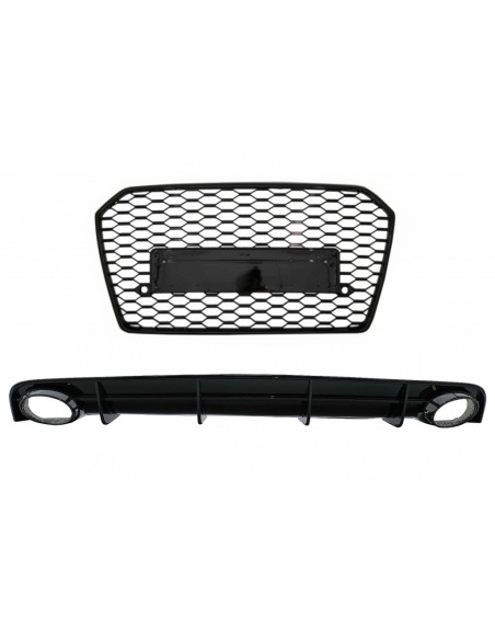 Paraurti posteriore Valance diffusore e scarico suggerimenti con griglia anteriore RS6 Design paraurti nero per Audi A6.