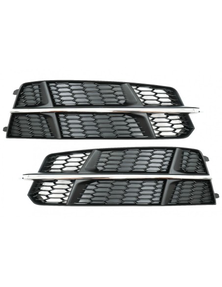 Paraurti inferiore griglia copre griglie laterali per Audi A6 C7 4G S-Line Facelift (15-18) Nero Chrome.