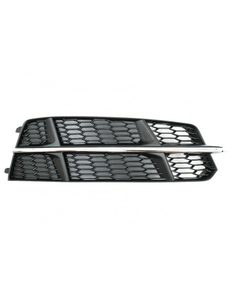 Paraurti inferiore griglia copre griglie laterali per Audi A6 C7 4G S-Line Facelift (15-18) Nero Chrome.
