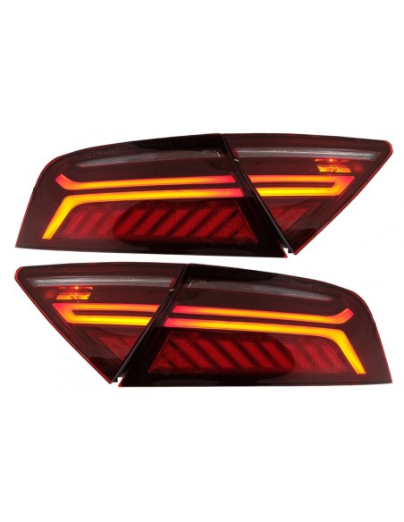Fanali posteriori a LED Cherry Red Smoke per Audi A7 4G (10-14) Facelift Design.