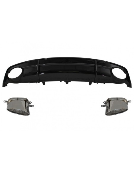 Paraurti posteriore Valance diffusore nero w/ scarico suggerimenti per Audi A7 4G Facelift (15-18) RS7 Design