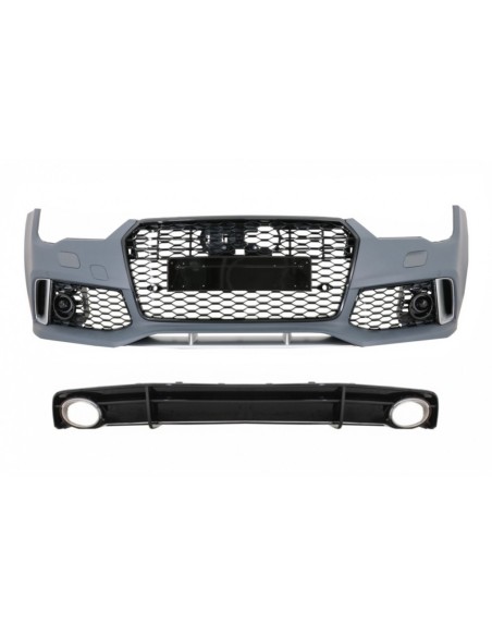 Paraurti anteriore w/ diffusore posteriore nero e per Audi A7 4G Facelift (15-18) RS7 Design