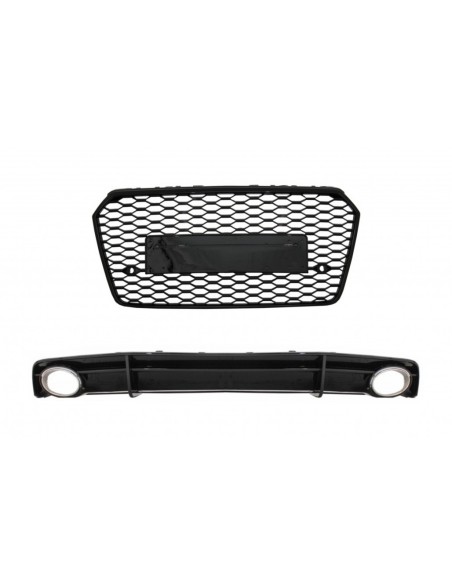 Griglia anteriore w/ paraurti posteriore Valance diffusore e per Audi A7 4G Facelift (15-17) RS7 Design