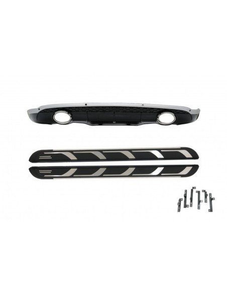 Paraurti posteriore diffusore w/ passaggi laterali per AUDI Q5 8R (11.08-16) S-Line Design nero w/ Chrome