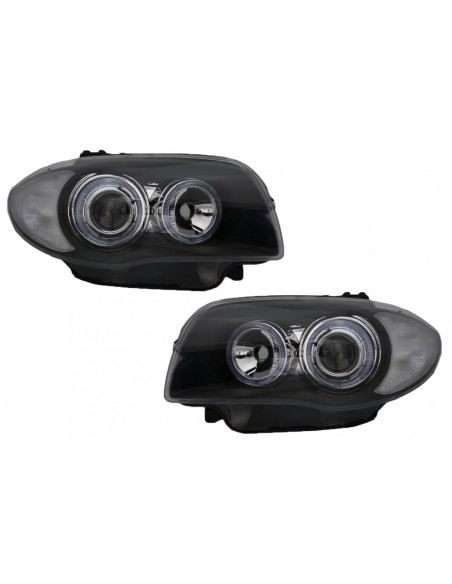 Fari BMW Serie 1 E81 E82 E87 E88 (04-11) Angel Eyes 2 Halo Nero