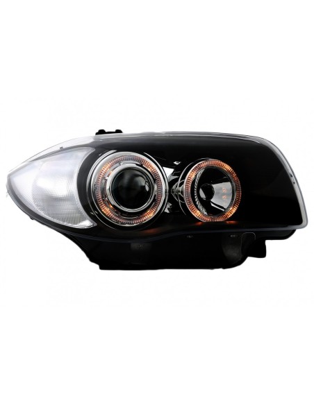 Fari BMW Serie 1 E81 E82 E87 E88 (04-11) Angel Eyes 2 Halo Nero