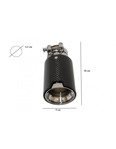 Universale scarico Muffler punta fibra carbonio lucido Finish Inlet 6.3cm-2.48inch