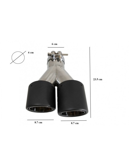 Universale Dual Twin scarico fibra carbonio Matte Finish ingresso 6cm-2.36inch