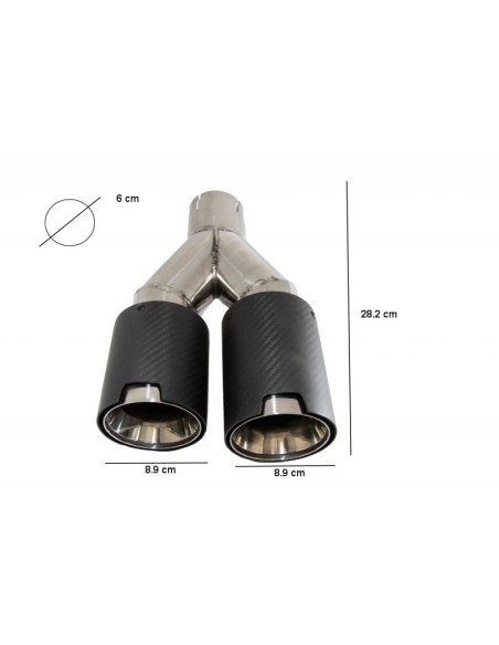 Universale scarico silenziatore punta fibra carbonio opaco finitura LH ingresso 6cm-2.36inch